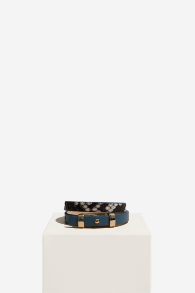 G Projects Lisa Denim Deri Bileklik (Gold)
